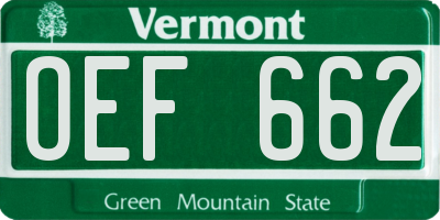 VT license plate OEF662