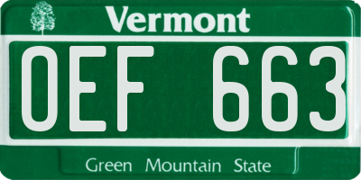 VT license plate OEF663