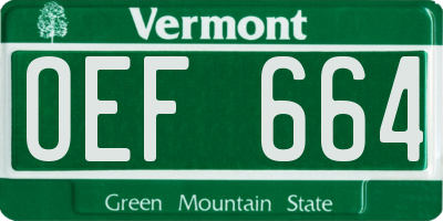 VT license plate OEF664