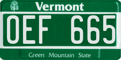 VT license plate OEF665
