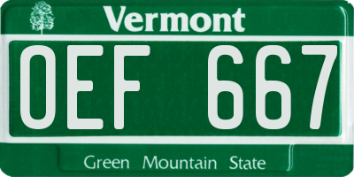 VT license plate OEF667