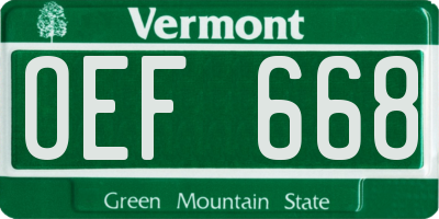VT license plate OEF668