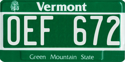 VT license plate OEF672