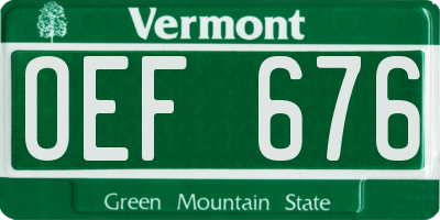 VT license plate OEF676