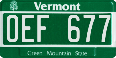 VT license plate OEF677