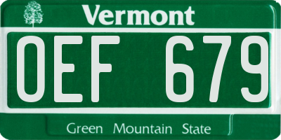 VT license plate OEF679