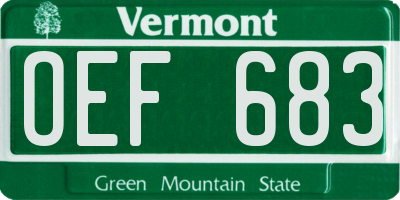 VT license plate OEF683