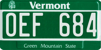 VT license plate OEF684