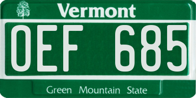 VT license plate OEF685
