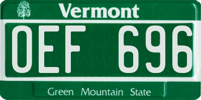 VT license plate OEF696