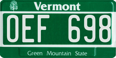VT license plate OEF698