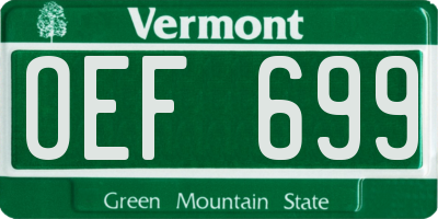 VT license plate OEF699