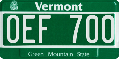 VT license plate OEF700