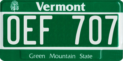 VT license plate OEF707