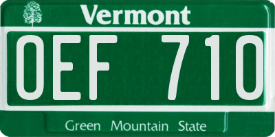 VT license plate OEF710