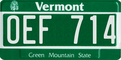 VT license plate OEF714