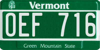 VT license plate OEF716
