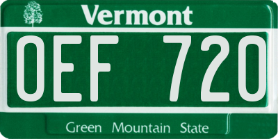 VT license plate OEF720