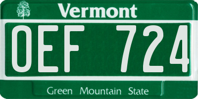 VT license plate OEF724