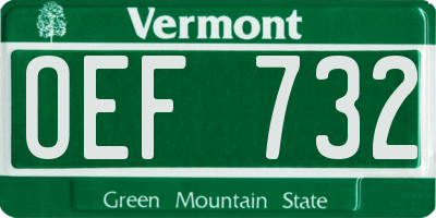 VT license plate OEF732
