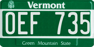 VT license plate OEF735