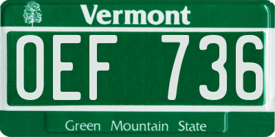 VT license plate OEF736