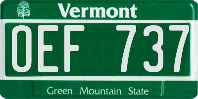 VT license plate OEF737
