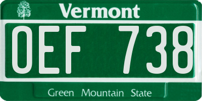 VT license plate OEF738