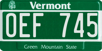 VT license plate OEF745