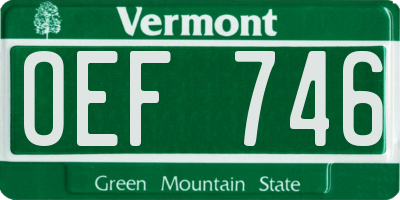 VT license plate OEF746