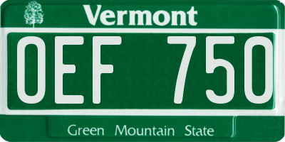 VT license plate OEF750