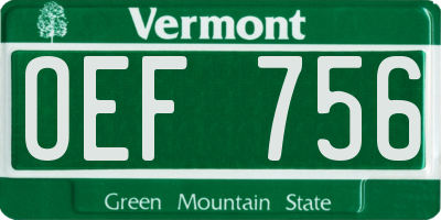 VT license plate OEF756