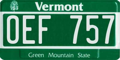 VT license plate OEF757