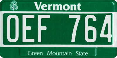 VT license plate OEF764