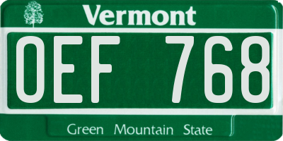 VT license plate OEF768