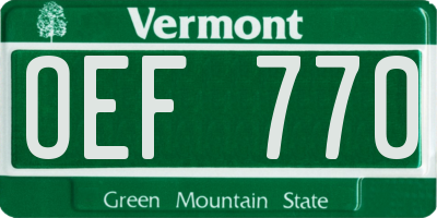 VT license plate OEF770