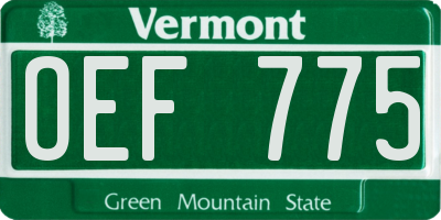 VT license plate OEF775