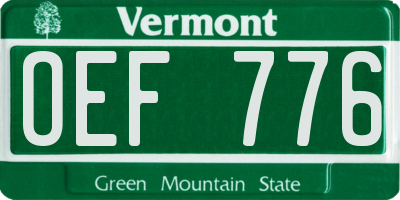 VT license plate OEF776