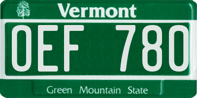 VT license plate OEF780