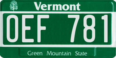 VT license plate OEF781
