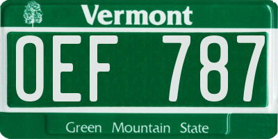 VT license plate OEF787