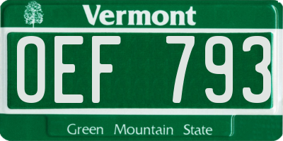 VT license plate OEF793