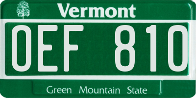 VT license plate OEF810
