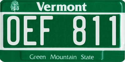 VT license plate OEF811