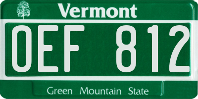 VT license plate OEF812
