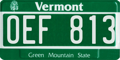 VT license plate OEF813
