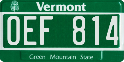 VT license plate OEF814