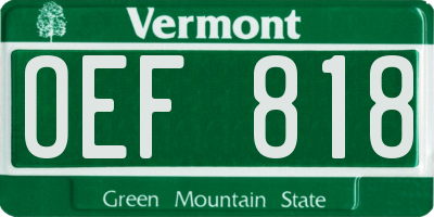VT license plate OEF818