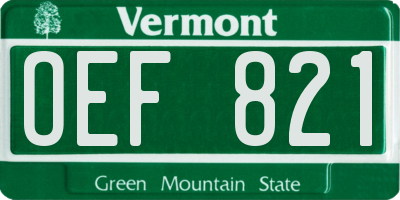 VT license plate OEF821