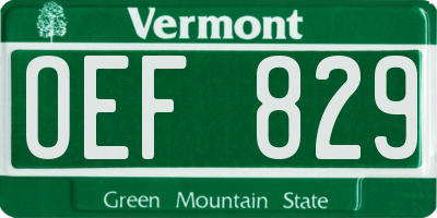 VT license plate OEF829